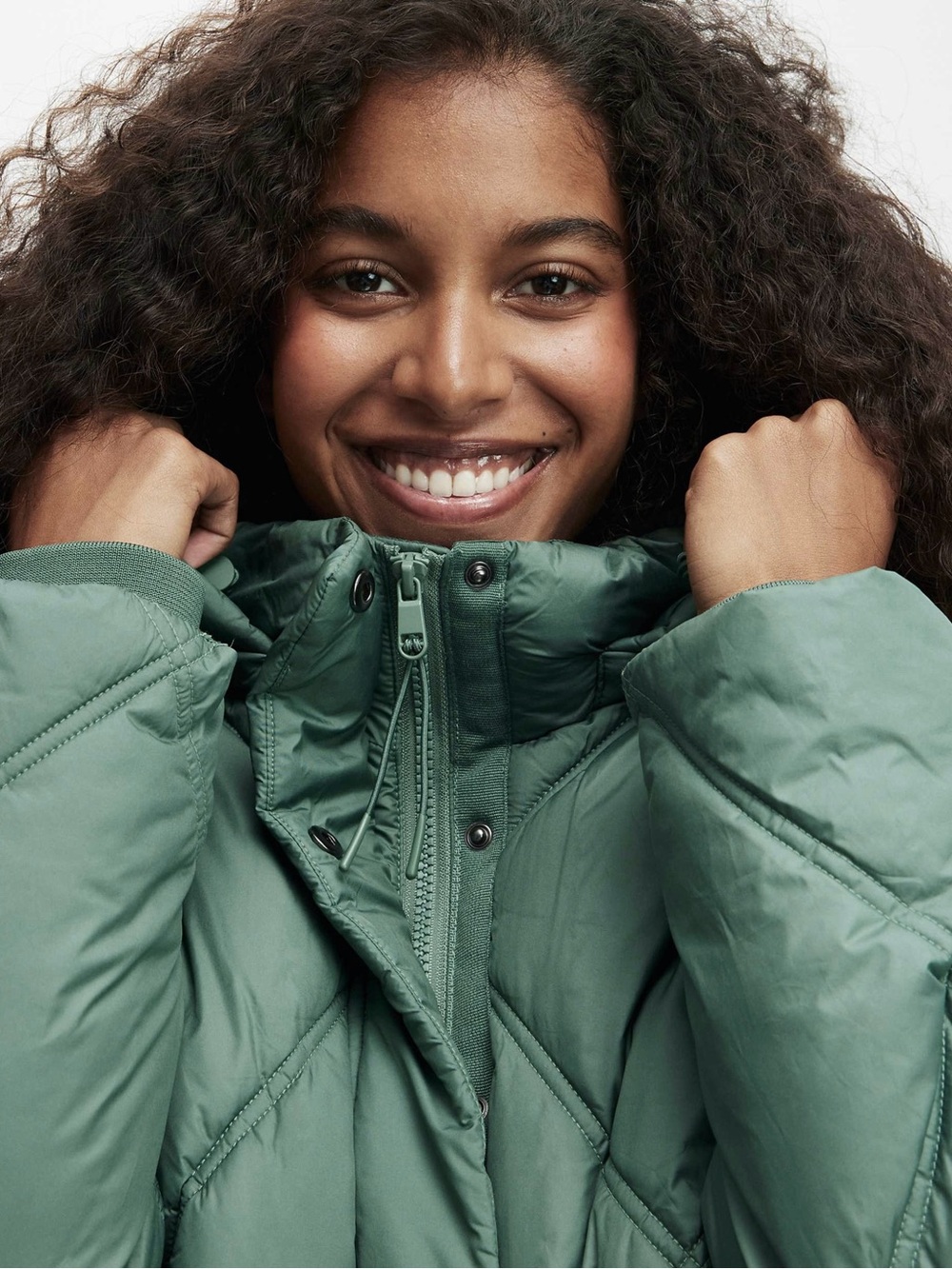 MOTHER Diamond-Quilt Hooded Puffer Jacket Cotton On The mother Puffer Green Med - Picture 10 of 10